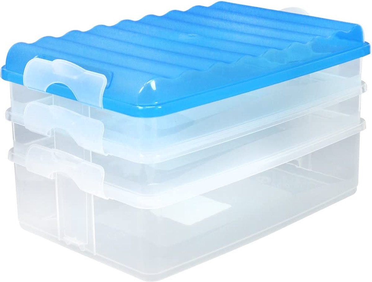 lunchbox met meerdere vakken - snijbox stapelbaar voor de koelkast - lunchbox lekvrij met deksel - ca. 25 x 15,5 x 14 cm