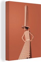 Toile - Abstrait - Femme - Chapeau - Plat - Abstrait - 60x80 cm - Peintures sur toile - Canvasdoek