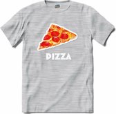 Pizza - grappig verjaardag kleding cadeau - eten teksten - T-Shirt - Heren - Donker Grijs - Gemêleerd - Maat 4XL