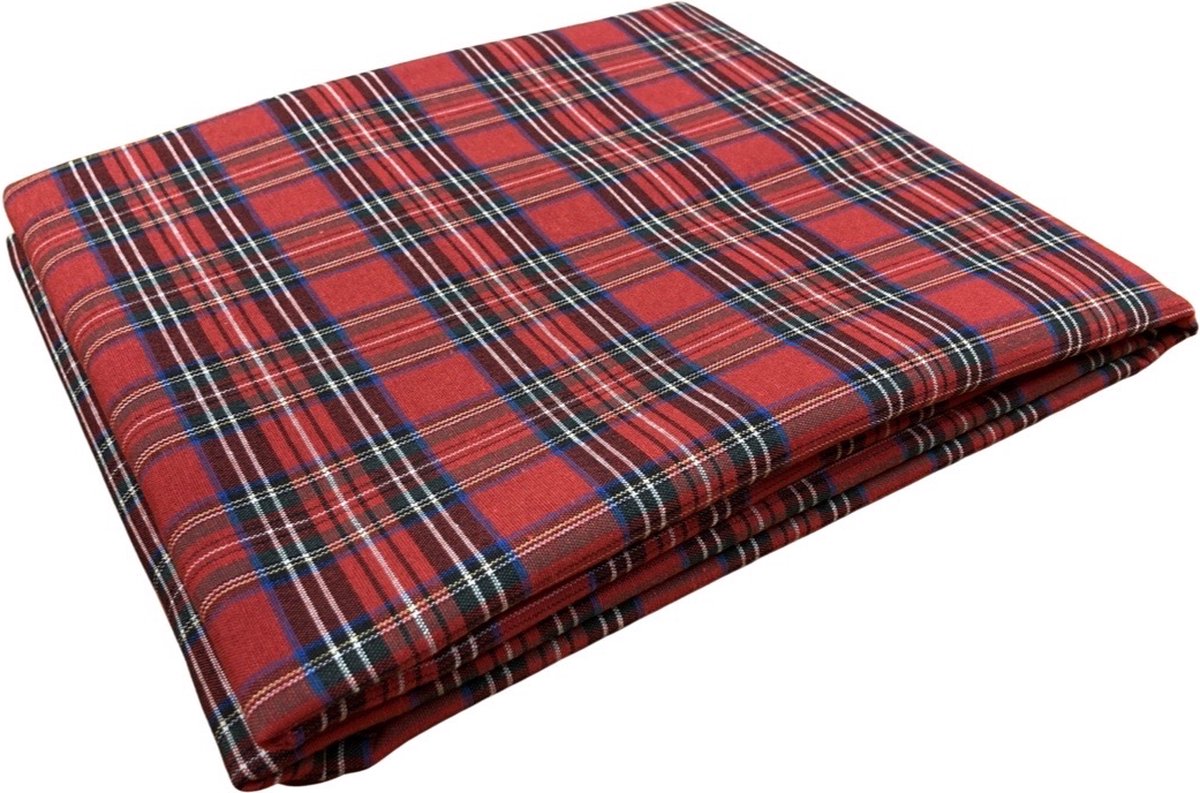 Tafelkleed Windsor rood 140 x 360 (Strijkvrij) - Schotse ruit - kerst - tartan - traditioneel - vintage (strijkvrij)