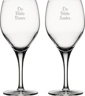 Gegraveerde Rode wijnglas 42,5cl De Bêste Broer- De Bêste Suster