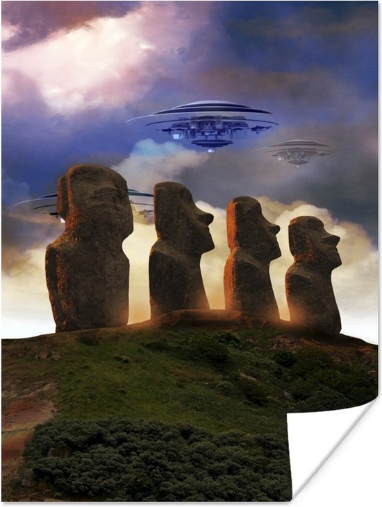 Poster een UFO boven Paaseiland