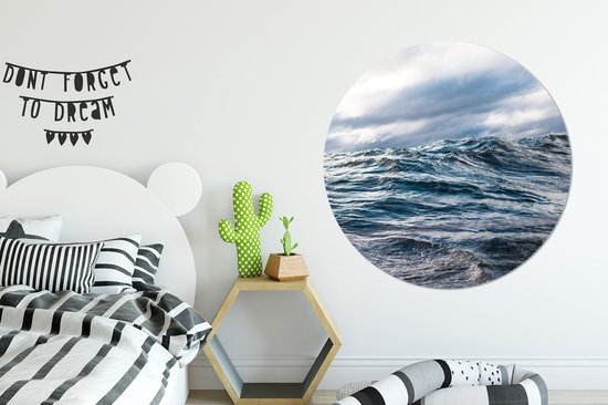 WallCircle - Stickers muraux - Cercle de papier peint - Mer - Golf - Norvège - 140x140 cm - Cercle mural - Autocollant - Autocollant de papier peint rond