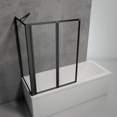 Schulte badwand - 2 delig met zijwand - voor een bad van 70 cm - 89x70x121cm - zwart - veiligheidsglas - transparant