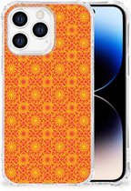 Hoesje ontwerpen Geschikt voor iPhone 14 Pro Telefoon Hoesje met doorzichtige rand Batik Orange