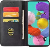 Smartphonica Samsung Galaxy A51 kunstleren hoesje met magnetische sluiting en pashouders book case - zwart / Kunstleer / Book Case geschikt voor Samsung Galaxy A51