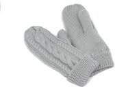 Lichtgrijze wanten - gebreide wanten - dames - one size - maat S/M - kabelpatroon - acryl en fleece - STUDIO Ivana