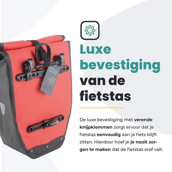 Voltano Luxe Fietstas 28L - Enkele Pakaftas - Zwart / Rood - 100% Waterdicht - Gratis Schouderband van Voltano — afbeelding 2