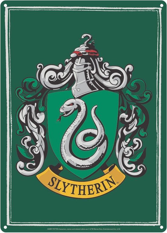 Poster - Harry Potter Plaque Metal Slytherin - 15 X 21 Cm - Multicolor