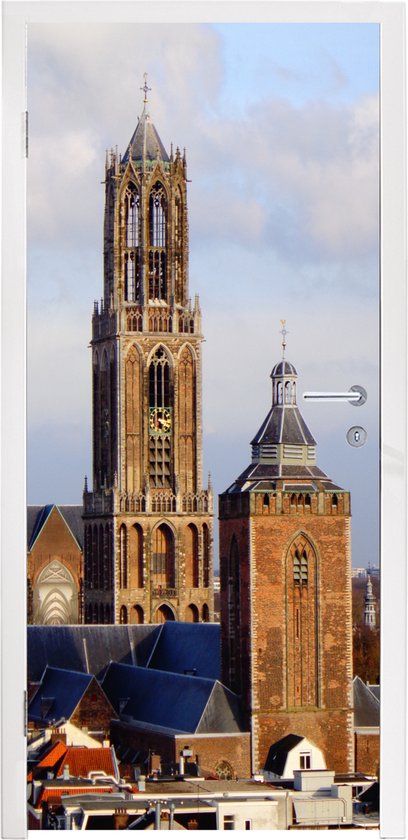 Deursticker Domtoren - Wolken - Utrecht - 85x215 cm - Deurposter