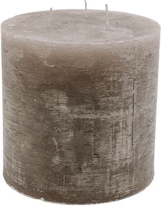 Stompkaars - stone - 15x15cm - 3 lonten - parafine - set van 3