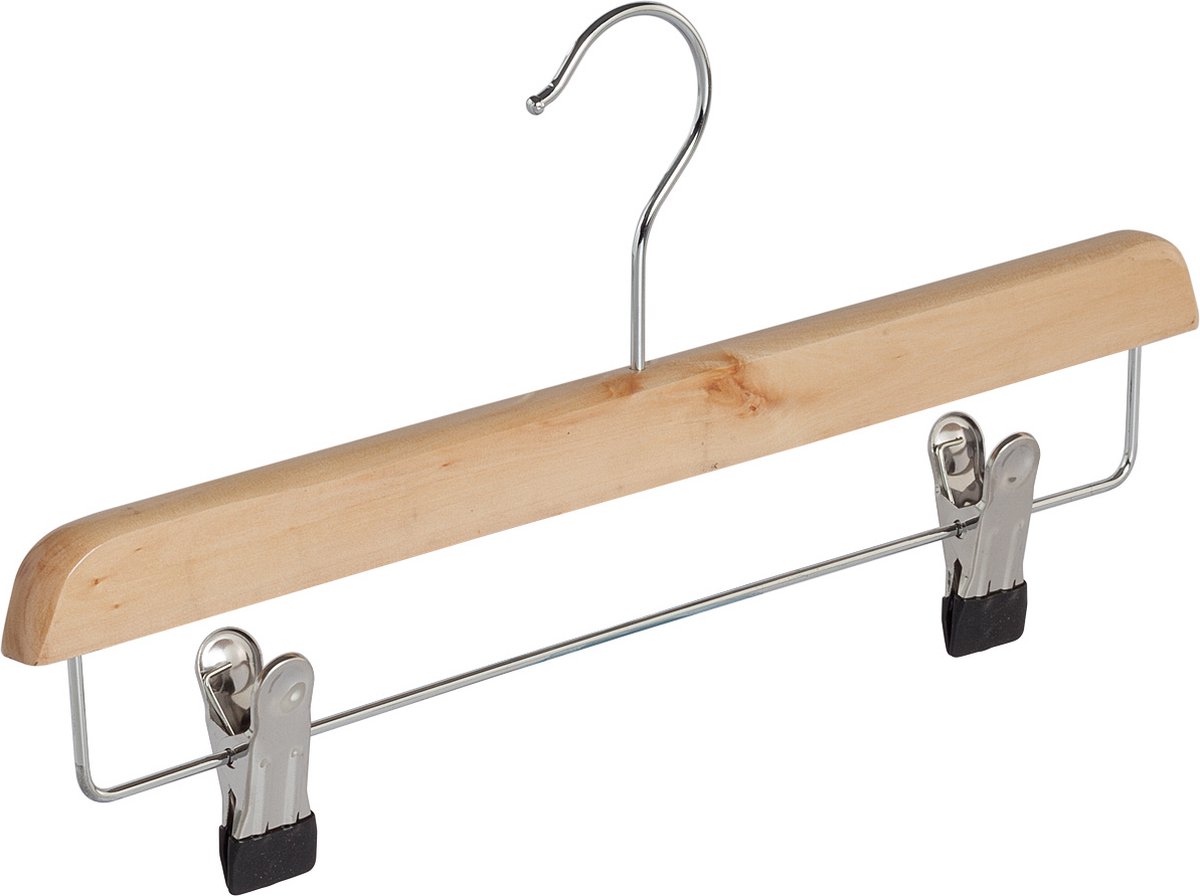 logei® 5 stuks houten kleerhangers met antislip broekstang in