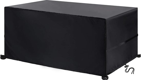 Tuinmeubelhoezen, tuintafelhoes waterdicht rechthoekig zwaar belastbare 420D Oxford-stof outdoor terrastafel beschermhoes Rotan meubelset hoes winddicht anti-UV 110 x 90 x 90 cm zilver