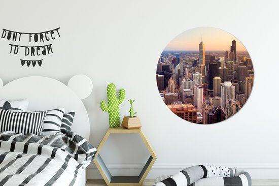 Le soleil se couche sur le Trump International Hotel and Tower Wall cercle aluminium ⌀ 90 cm - impression photo sur cercle mural / cercle vivant / cercle de jardin (décoration murale)