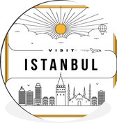 WallCircle - Wandcirkel - Muurcirkel - Stadsaanzicht Istanbul - wit - Aluminium - Dibond - ⌀ 60 cm - Binnen en Buiten