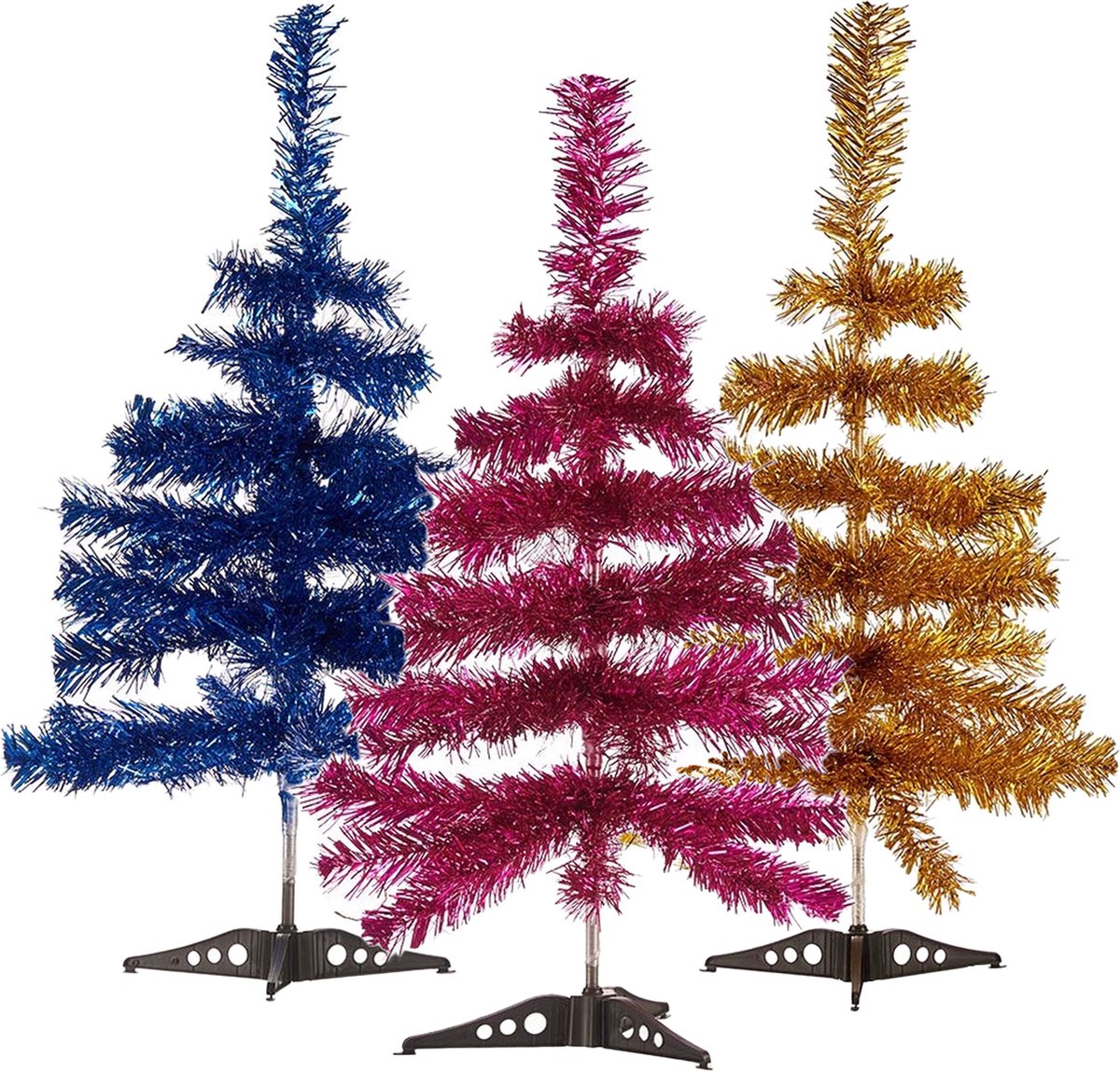 Arte R - 3x kleine glitter folie kerstbomen set 60cm - Diverse kleuren