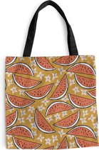 Sac bandoulière - Sac de plage - Shopper Summer - Étoile de mer - Pastèque - 40x40 cm - Sac coton