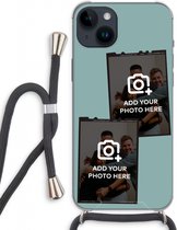 Gepersonaliseerd - Case Company® - Hoesje met koord geschikt voor iPhone 14 Plus hoesje met Koord - Polaroid Zwart - Telefoonhoesje met Zwart Koord - Extra Bescherming aan alle Kanten en Over de Schermrand