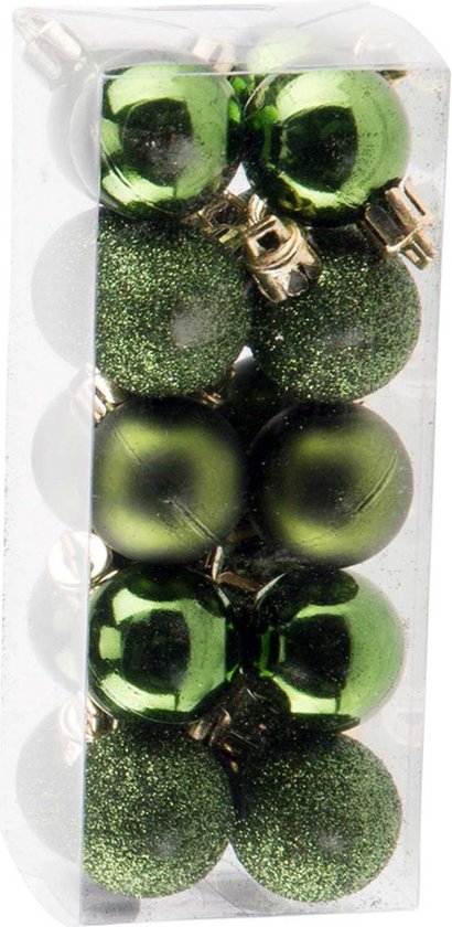 40x pcs petites boules de Noël en plastique vert foncé et cuivre 3 cm - Pour petits sapins de Noël
