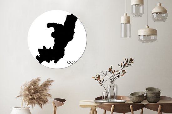 Illustration de la silhouette noire du Congo-Brazzaville Cercle mural aluminium ⌀ 90 cm - tirage photo sur cercle mural / cercle vivant / cercle de jardin (décoration murale)