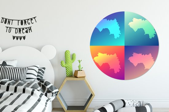 Illustration de quatre cartes de la Guinée Cercle mural aluminium ⌀ 120 cm - tirage photo sur cercle mural / cercle vivant / cercle jardin (décoration murale) XXL / Groot format!
