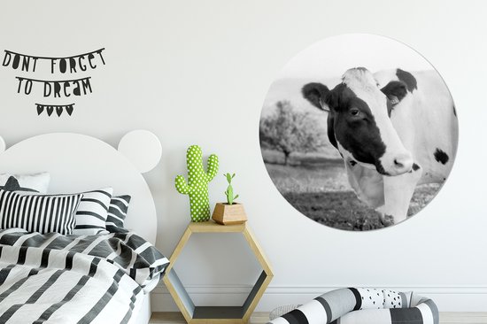 Portrait de vache Cercle mural aluminium ⌀ 120 cm - Tirage photo sur cercle mural / cercle vivant / cercle de jardin (décoration murale) XXL / Groot format!