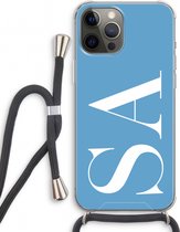 Gepersonaliseerd - Case Company® - Hoesje met koord geschikt voor iPhone 12 Pro hoesje met Koord - Monogram N°2 - Telefoonhoesje met Zwart Koord - Extra Bescherming aan alle Kanten en Over de Schermrand