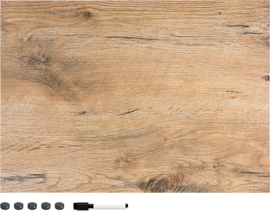 deken Actief Duwen Navaris magnetisch bord in houtlook - Magneetbord om op te schrijven -  Memobord voor... | bol.com