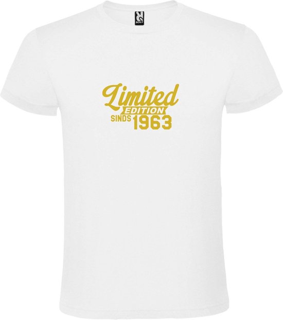 Wit T-Shirt met “ Limited edition sinds 1963 “ Afbeelding