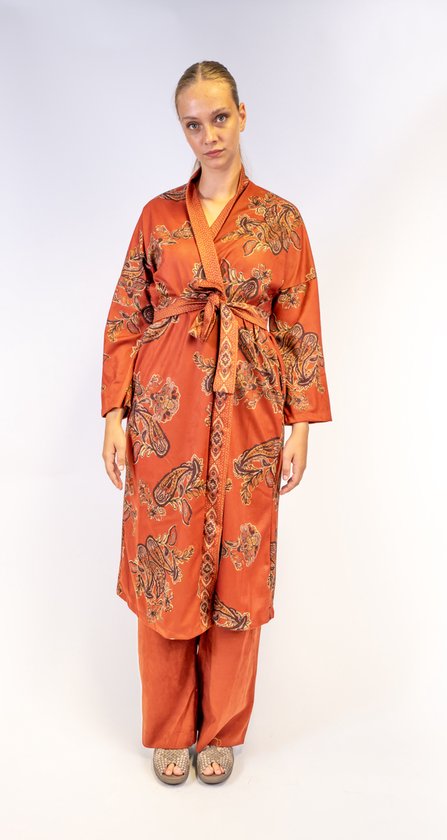 maak je geïrriteerd Geef energie tafereel Shoppen Voor Iedereen - Kimono en broek set - Bruin / oranje- Twinset -  Taupe kleur -... | bol.com
