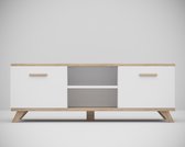 Furniture Square - Meuble TV SINDI - 150cm - Wit - Chêne - Style scandinave