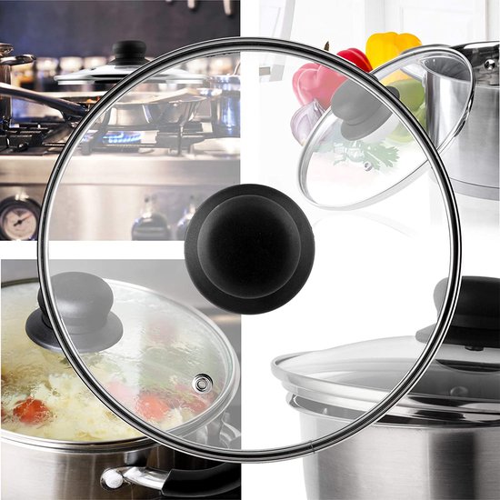 KADAX Lot De Couvercles Universels En Verre Avec Poignée - Résistants à La Chaleur 20-28cm Pour Casserole Et Poêle