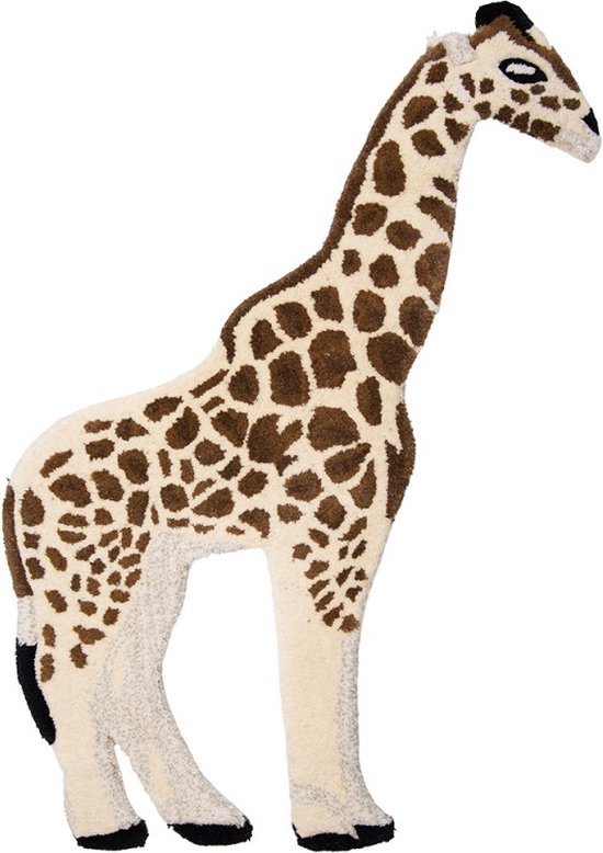 Vloerkleed Giraf 60x90 cm Beige Bruin Wol Tapijt Voetentapijt