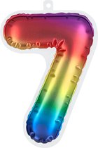 Boland - Folieballon sticker '7' regenboog Multi - Regenboog - Verjaardag - Jubileum - Raamsticker - Kinderfeestje