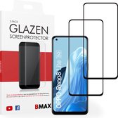 2-pack BMAX geschikt voor OPPO Reno 8 Lite Screenprotector - Full Cover - Gehard glas - Tempered glas - OPPO screenprotectors 2 stuks - Telefoonglaasje - Beschermglas - Glasplaatje - Screensaver - Screen protector - Case friendly - Zwart