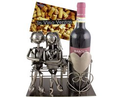 BRUBAKER Flessenhouder Lovers on Bench - Wijnfles Houder Zilver - Flessenrek Metaal Figuur Liefde - Metalen Sculptuur Cadeau voor Gehuwden met Cadeaubon - Wijnrek BRUBAKER Flessenhouder Lovers on Bench - Wijnfles Houder Zilver - Flessenrek Metaal Figuur Liefde - Metalen Sculptuur Cadeau voor Gehuwden met Cadeaubon - Wijnrek