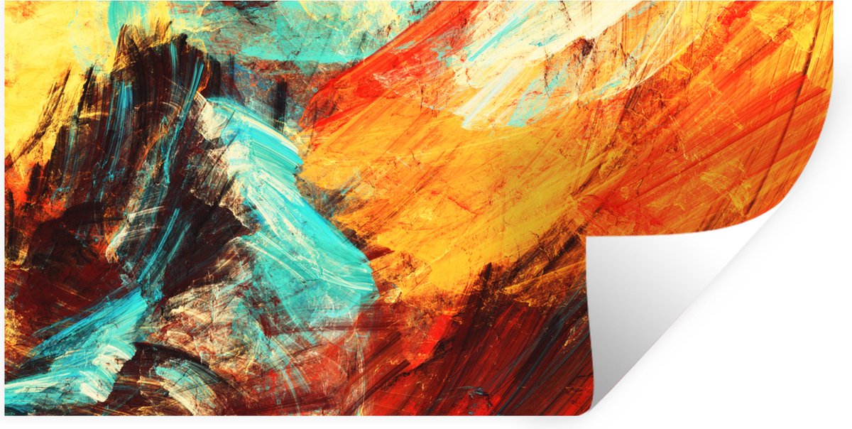 Muurstickers - Sticker Folie - Schilderij - Abstract - Olieverf - 80x40 cm - Plakfolie - M