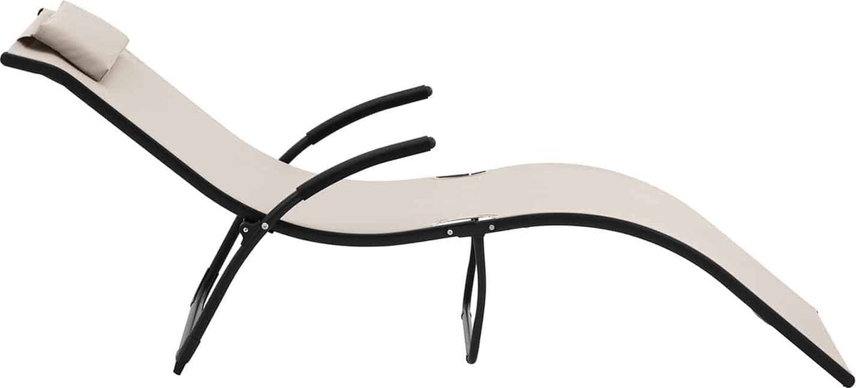 Uniprodo ligstoel - beige - stalen frame - golfvorm