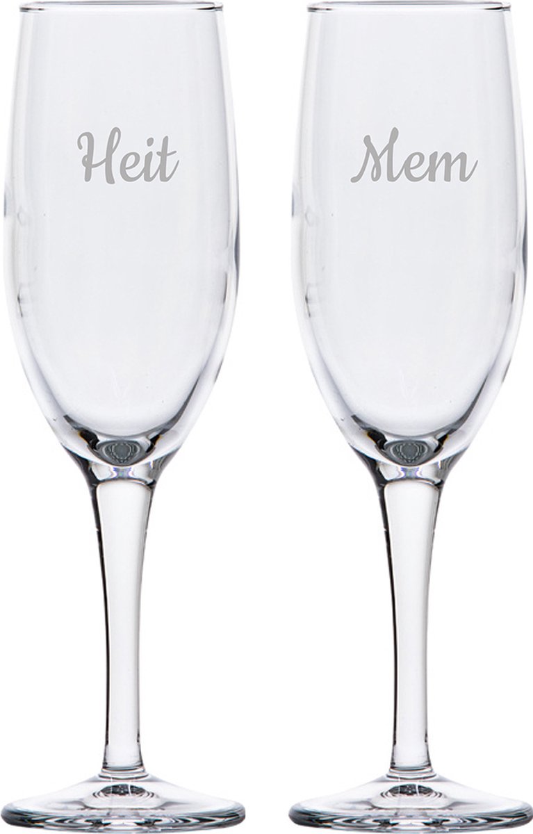 Gegraveerde Champagneglas 16,5cl Mem & Heit