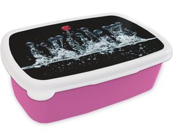 Broodtrommel Roze - Lunchbox - Brooddoos - Bessen - Water - Zwart - Fruit - Framboos - 18x12x6 cm - Kinderen - Meisje