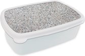 Broodtrommel Wit - Lunchbox - Brooddoos - Graniet - Structuren - Design - Steen - 18x12x6 cm - Volwassenen