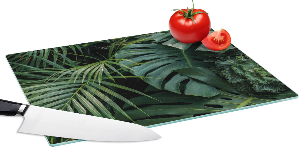 Glazen Snijplank - 39x28 - Planten - Jungle - Bladeren - Tropisch - Snijplanken Glas