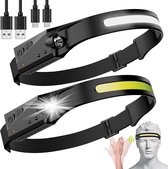 Ultrakrachtige Led Hoofdlamp USB Oplaadbaar Bewegingssensor IPX4 Waterdicht 350 lumen Verstelbaar Hoofdlampje Headlight Zwart