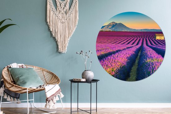 WallCircle - Cercle mural - Cercle mural d'intérieur - Lavande - Berg - Fleurs - 120x120 cm - Décoration murale - Peintures ronds XXL