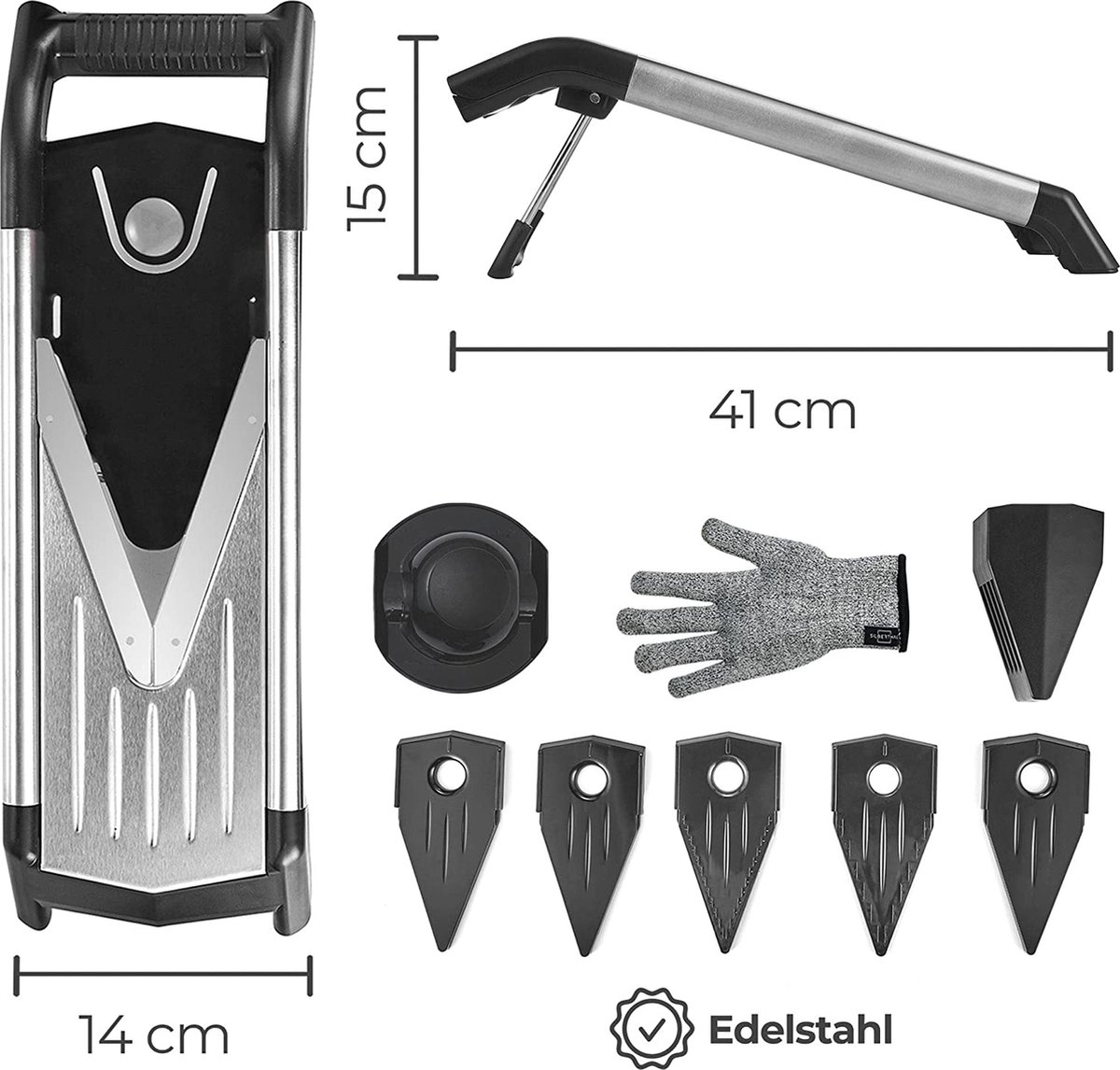 SILBERTHAL Gemüsehobel Mandoline mit scharfen Klingen - V-Hobel mit SILBERTHAL Gemüsehobel Mandoline mit scharfen Klingen - V-Hobel mit