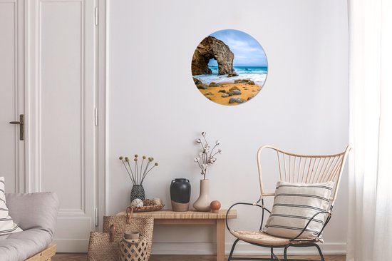 WallCircle - Cercle Mural - Cercle Mural - Pierres - Water - Plage - Rocher - Vagues - Aluminium - Dibond - 30x30 cm - Intérieur et Extérieur