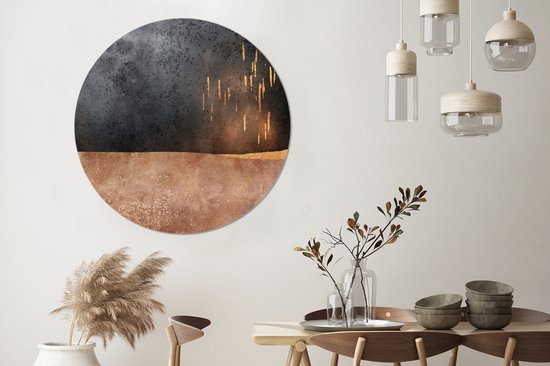 WallCircle - Wall Circle - Wall Circle Indoor - Abstrait - Or - Design - 120x120 cm - Décoration murale - Peintures Ronds XXL