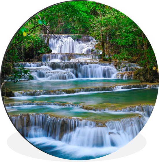 Glasschilderijen Herfst Waterval - Rond