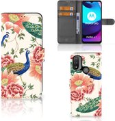 Telefoonhoesje met Pasjes geschikt voor Motorola Moto E20 | E30 | E40 Pink Peacock