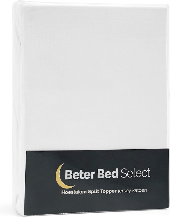 BeterBed Select Jersey Hoeslaken Splittopper - 200 x 200/210/220 cm - 100% Katoen - Matrasbeschermer - Matrashoes - Wit